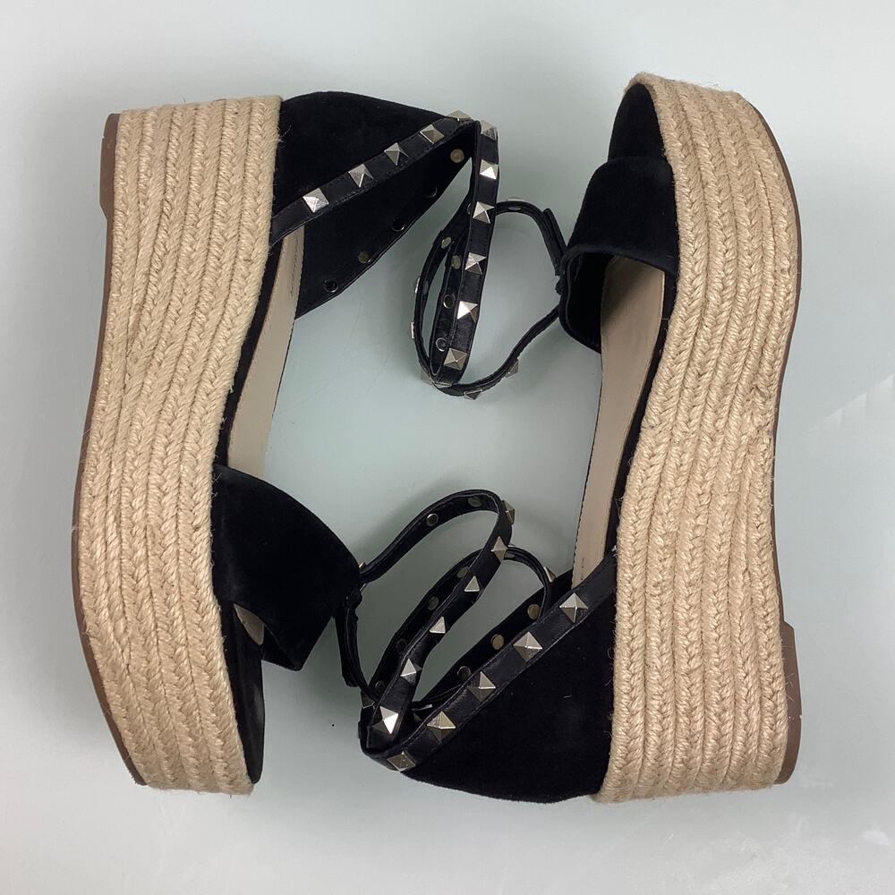 Marc Fisher Jazlyn Studs black suede open toe Espandrille Sandals Size 8.5M EU - Picture 9 of 10